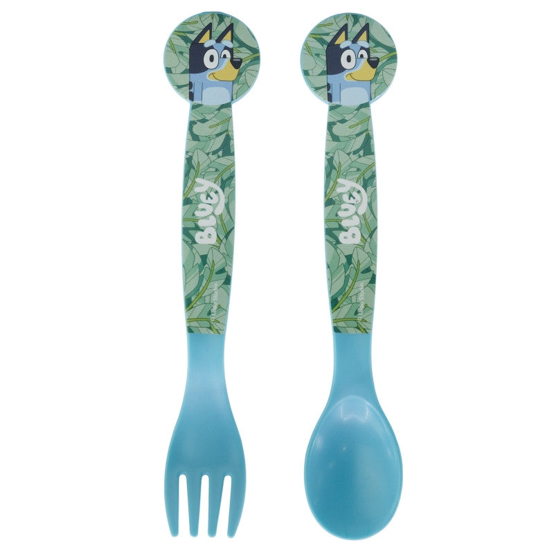 Bluey Leaves Kinder-Besteckset aus Kunststoff – 2-teilig