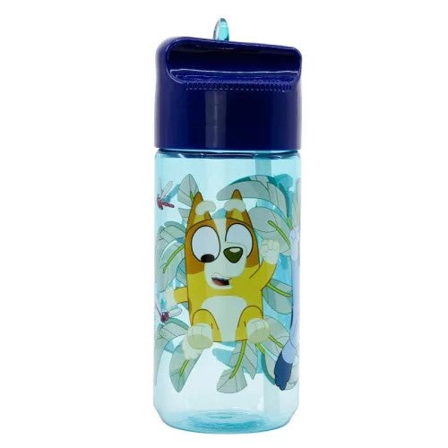 Bluey Playtime Hydro Plastiktrinkhalmflasche Kunststoff-Trinkflasche mit Strohhalm für Kinder – 430 ml, BPA-frei