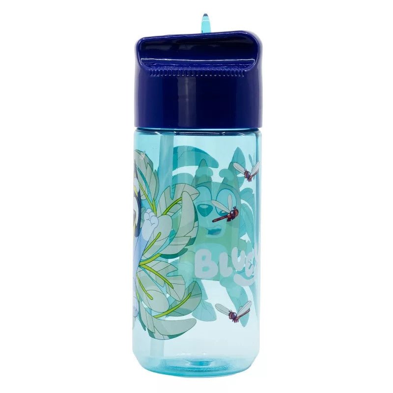 Bluey Playtime Hydro Plastiktrinkhalmflasche Kunststoff-Trinkflasche mit Strohhalm für Kinder – 430 ml, BPA-frei