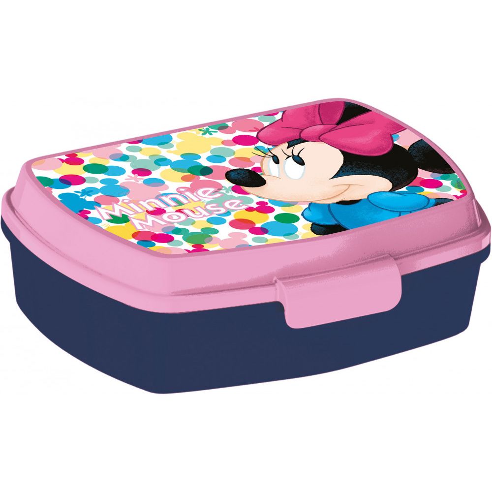 Disney Minnie Feel Good Gepunktete Plastik Brotdose mit einem Fach für Kinder – 17 × 14 × 6,5 cm, BPA-frei