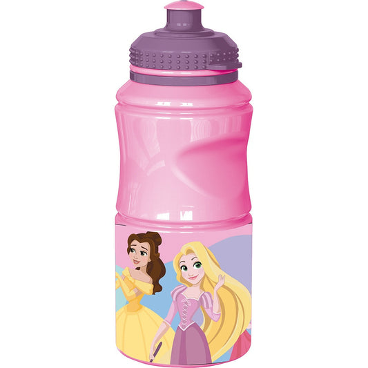 Disney Princess True Plastic Sports Water Bottle with Sports Cap for Kids – 380 ml, BPA-free
