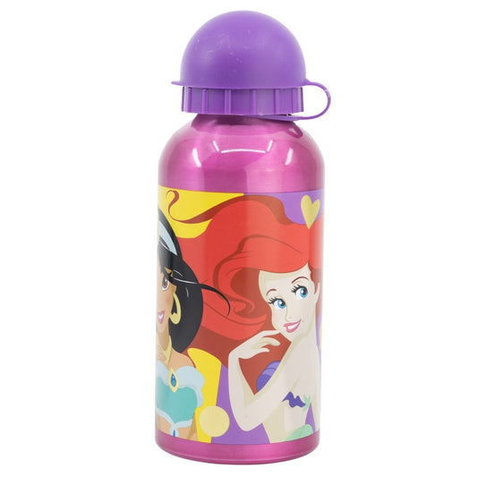 Disney Princess Bright Aluminium Water Bottle with Spout Lid for Kids - 400 ml