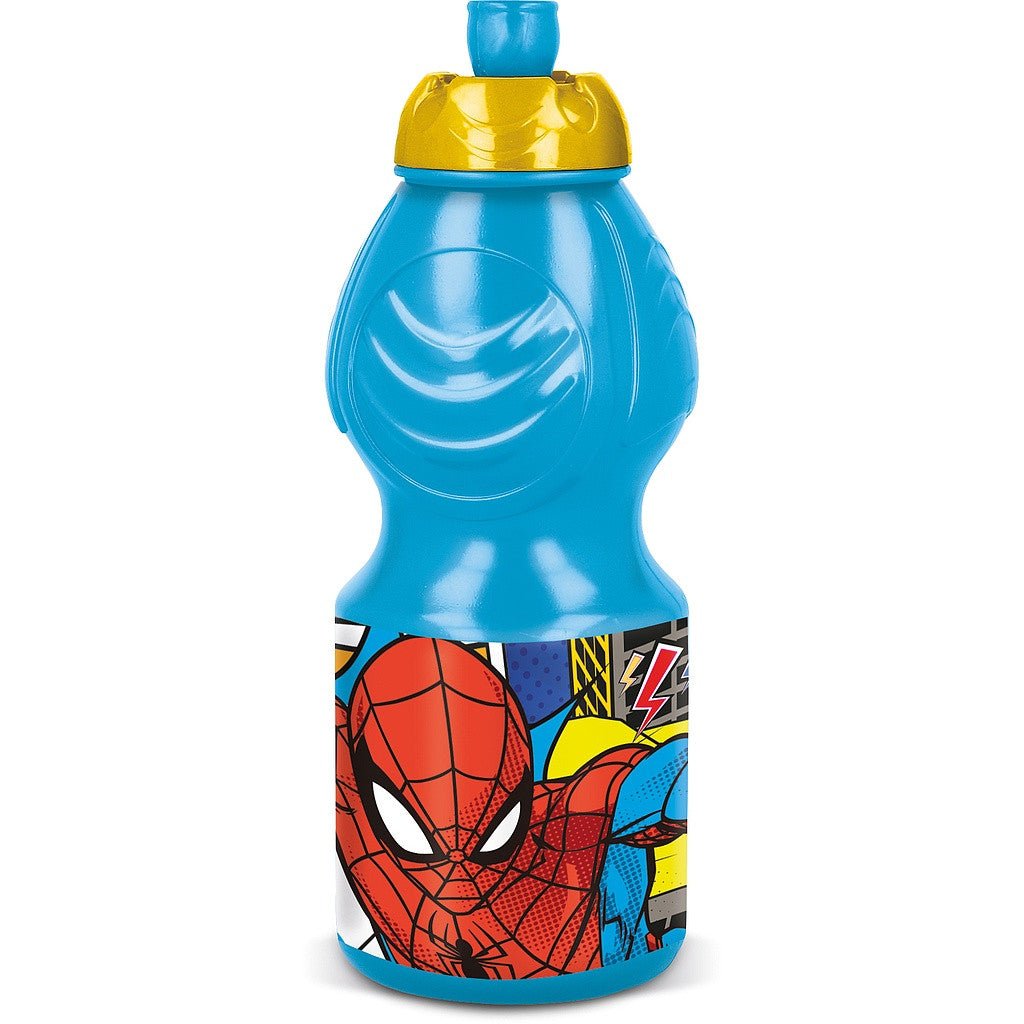 Spiderman Midnight Flyer Sport-Trinkflasche aus Kunststoff mit Sportverschluss für Kinder – 400 ml, BPA-frei