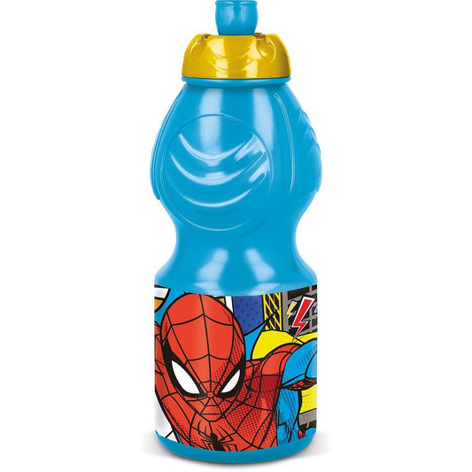 Spiderman Midnight Flyer Sport-Trinkflasche aus Kunststoff mit Sportverschluss für Kinder – 400 ml, BPA-frei