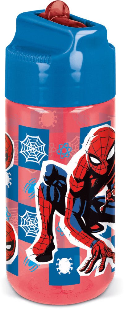 Spiderman Midnight Flyer Hydro Kunststoff-Trinkflasche mit Strohhalm für Kinder – 430 ml, BPA-frei