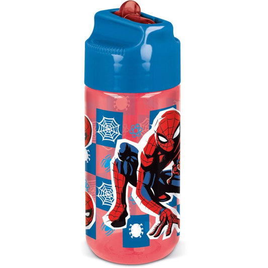 Spiderman Midnight Flyer Hydro Kunststoff-Trinkflasche mit Strohhalm für Kinder – 430 ml, BPA-frei