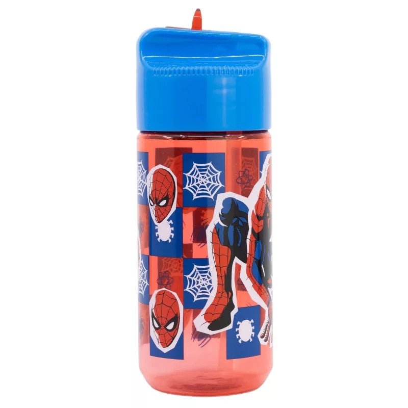 Spiderman Midnight Flyer Hydro Kunststoff-Trinkflasche mit Strohhalm für Kinder – 430 ml, BPA-frei