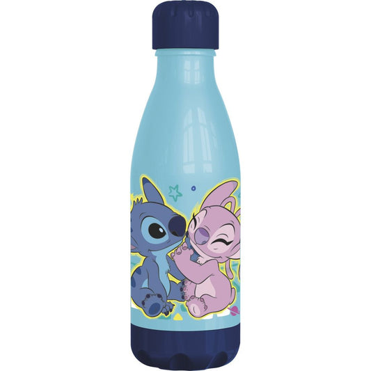Disney Lilo and Stitch Drawing Plastic Drinking Bottle with Screw Cap for Kids - 560 ml, BPA-free