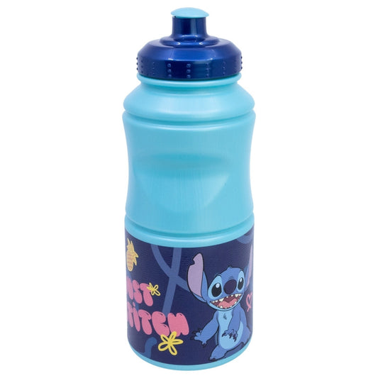 Disney Lilo and Stitch Palms Water Bottle Plastic Sports Bottle with Sport Cap for Kids - 380 ml, BPA-Free