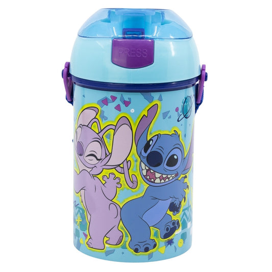 Disney Lilo and Stitch Dance Sport Plastic Water Bottle with Straw for Kids – 450 ml, BPA-Free