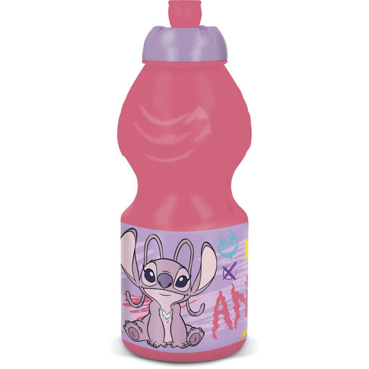 Disney Lilo and Stitch Angel Plastic Sports Drinking Bottle with Sports Cap for Children – 400 ml, BPA-free