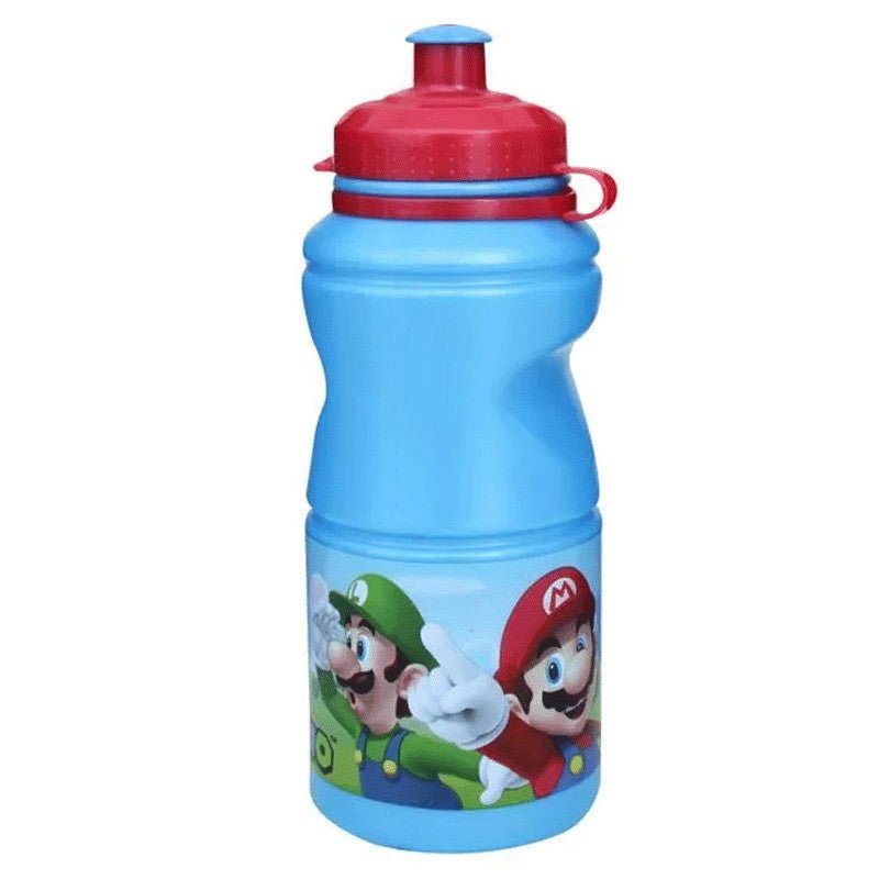 Super Mario Mondflasche Sport-Trinkflasche aus Kunststoff mit Sportverschluss für Kinder – 380 ml, BPA-frei