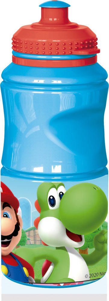 Super Mario Mondflasche Sport-Trinkflasche aus Kunststoff mit Sportverschluss für Kinder – 380 ml, BPA-frei