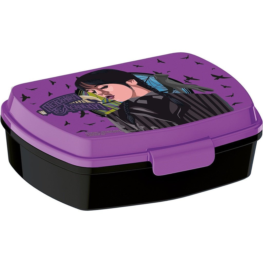 Wednesday Nevermore Academy Brotdose mit einem Fach für Kinder – 17 × 14 × 6,5 cm, BPA-frei
