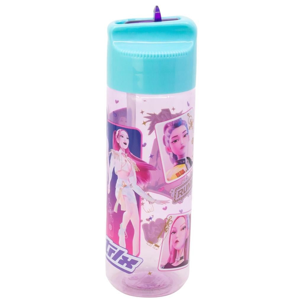 K-pop Demon Hunters Stars Hydro Tritan Kunststoff-Trinkflasche mit Strohhalm für Kinder – 540 ml, BPA-frei