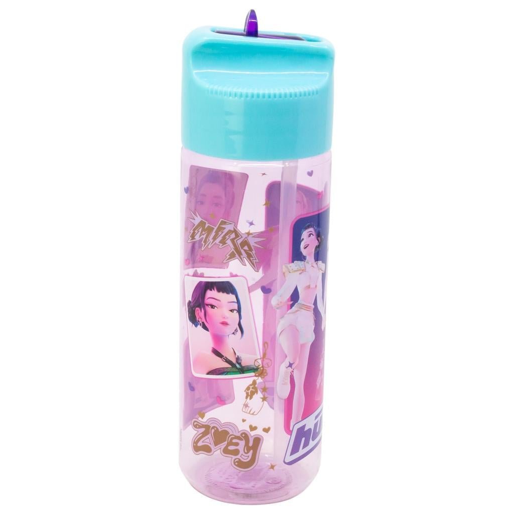 K-pop Demon Hunters Stars Hydro Tritan Kunststoff-Trinkflasche mit Strohhalm für Kinder – 540 ml, BPA-frei