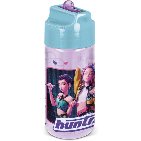 K-pop Demon Hunters Stars Hydro Kunststoff-Trinkflasche mit Strohhalm für Kinder – 430 ml, BPA-frei