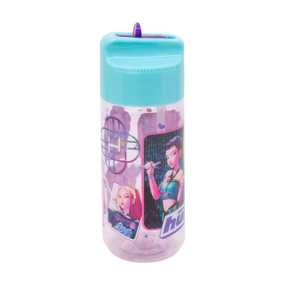 K-pop Demon Hunters Stars Hydro Kunststoff-Trinkflasche mit Strohhalm für Kinder – 430 ml, BPA-frei