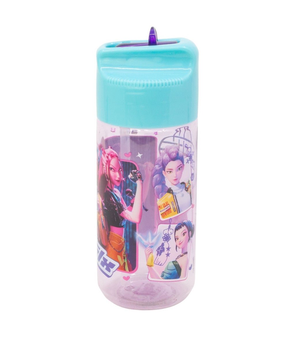 K-pop Demon Hunters Stars Hydro Kunststoff-Trinkflasche mit Strohhalm für Kinder – 430 ml, BPA-frei