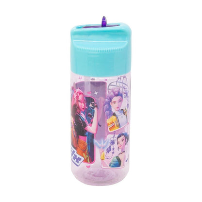 K-pop Demon Hunters Stars Hydro Kunststoff-Trinkflasche mit Strohhalm für Kinder – 430 ml, BPA-frei