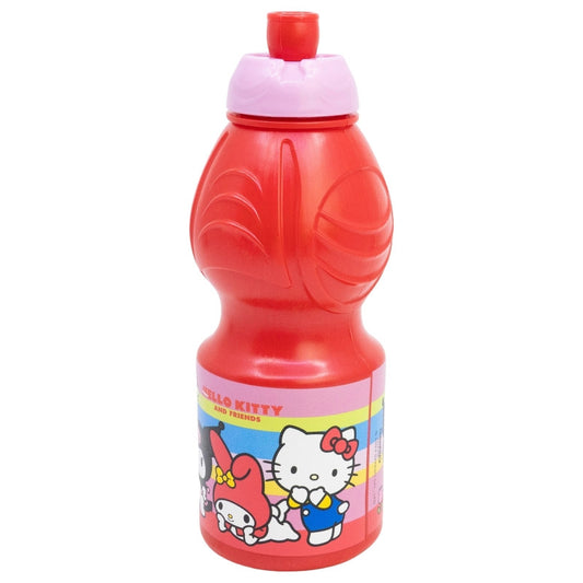Hello Kitty and Friends Plastic Sports Water Bottle with Sports Cap for Children – 400 ml, BPA-free