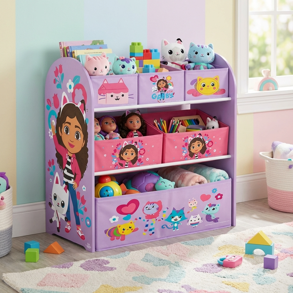 Gabby’s Dollhouse Schubladenschrank mit 6 Boxen – Kinder Aufbewahrungsregal
