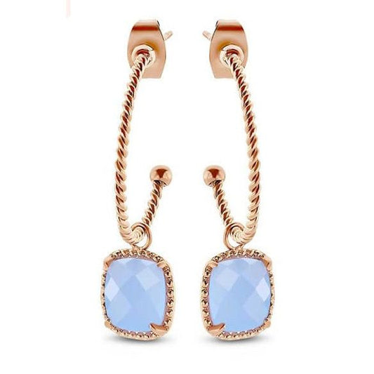 Victoria Roségold blau Stein Ohrringe