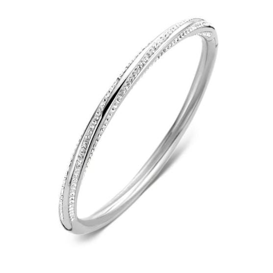 Victoria Schraubenarmband silberfarben mit weißen Steinen