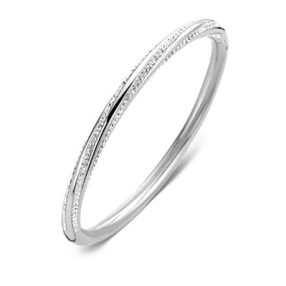 Victoria Schraubenarmband silberfarben mit weißen Steinen