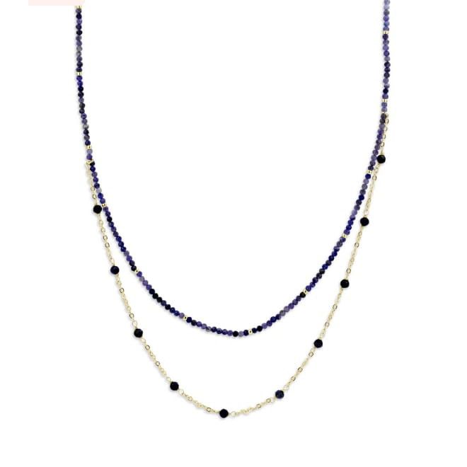 Victoria Rosegold-farbene blaue Perlenkette