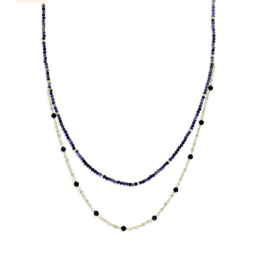 Victoria Rosegold-farbene blaue Perlenkette