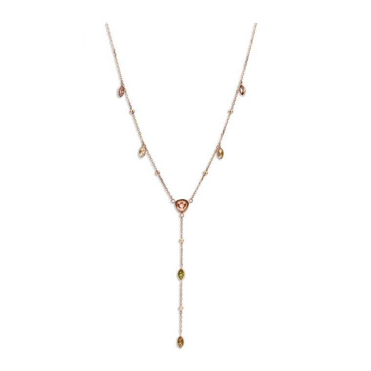 Victoria Rosegoldfarbene bunte Stein-Halskette