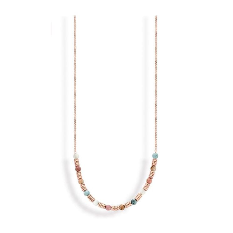 Victoria Rose goldfarbene bunte Perlenkette