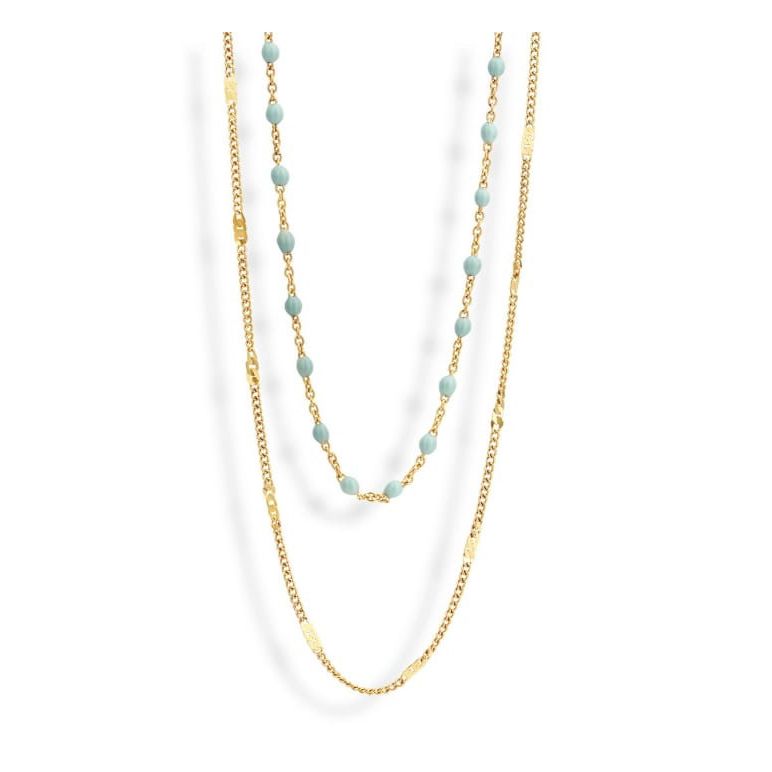 Victoria Goldfarbene Blaue Perlenkette