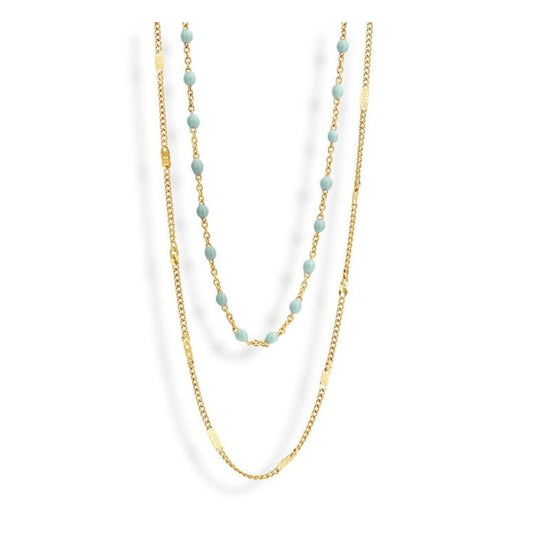 Victoria Goldfarbene Blaue Perlenkette