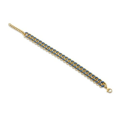 Victoria Goldfarbenes blau gemustertes Armband
