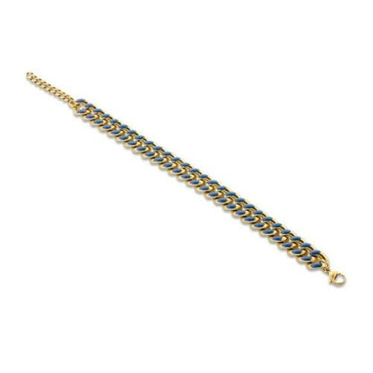 Victoria Goldfarbenes blau gemustertes Armband