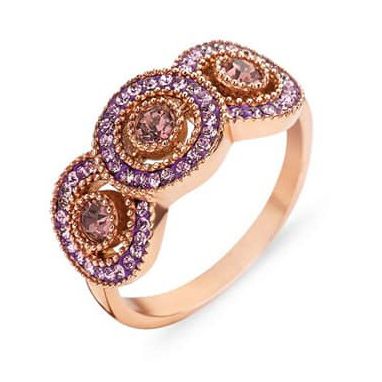 Victoria Rosegoldfarbener Ring mit rosa Stein