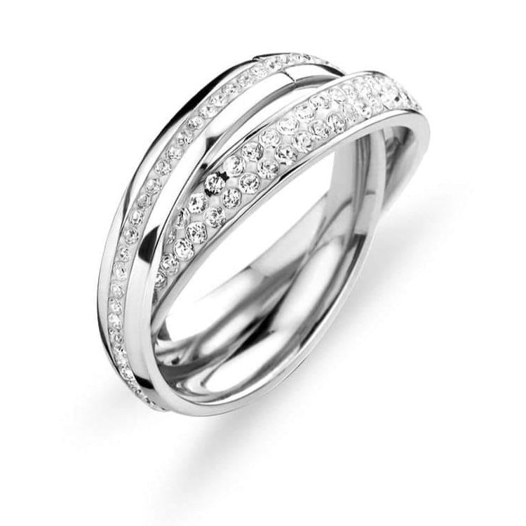 Victoria Silberfarbener Ring mit weißen Steinen