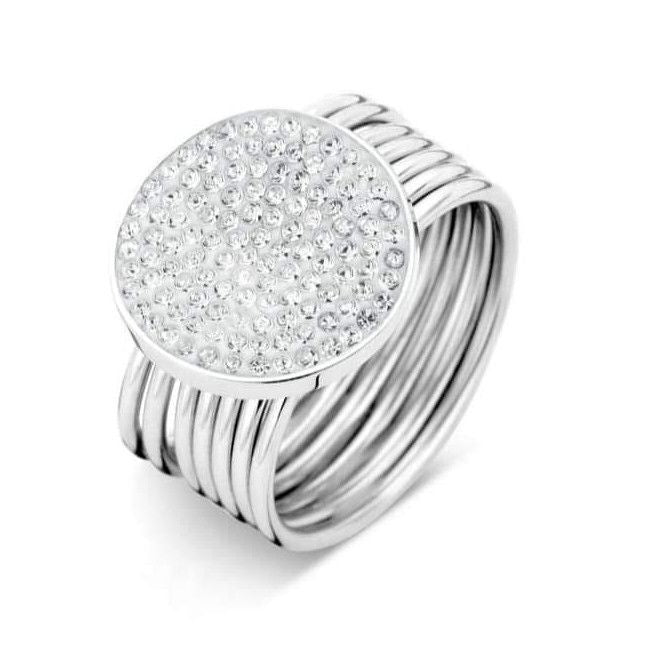 Victoria Silberfarbener Ring mit Weißem Stein