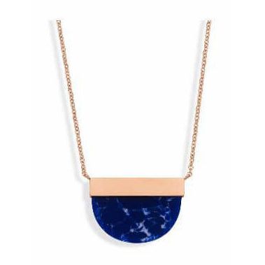 Victoria Roségoldfarbene blaue gemusterte Halskette
