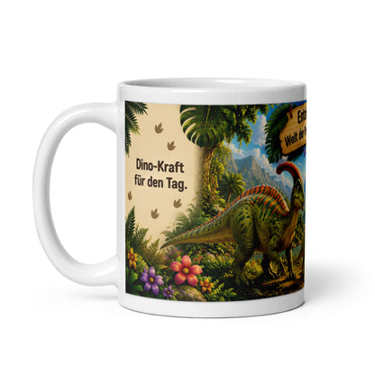 Dinosaurier Kinder Tasse 330 ml Keramik – Parasaurolophus Motiv – Rundumdruck
